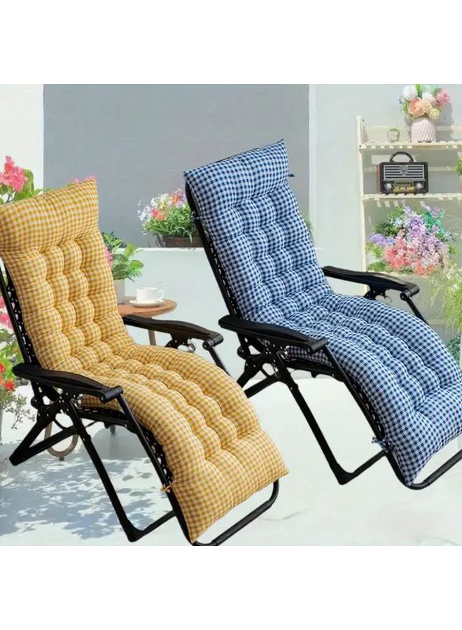 Blue Farmhouse Plaid Rocking Chair Cushion 18 9x61 Inch Tufted High Back Thick Seat - Image 2